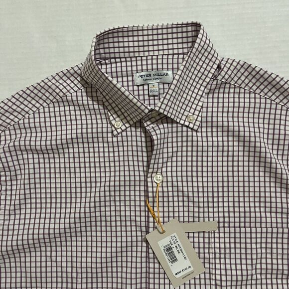 Peter Millar Crown Lite Plaid checks button down long sleeve shirt men's Sz S‎